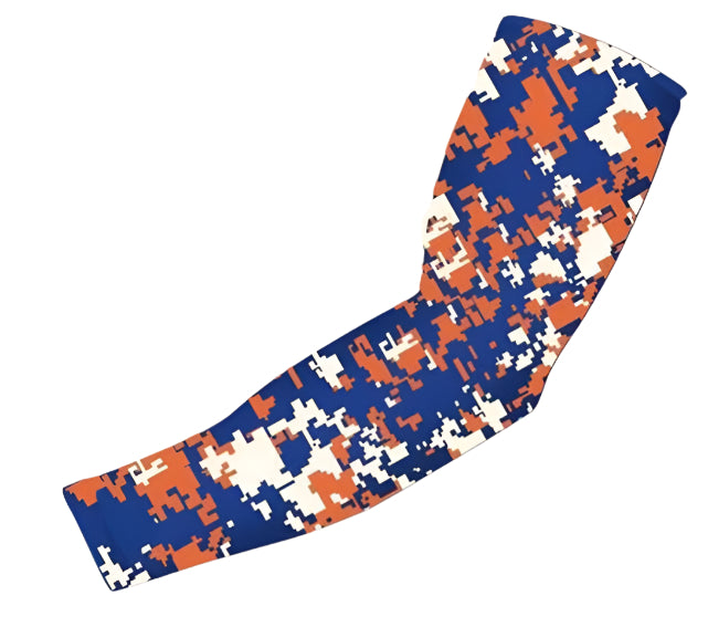 Sports Compression Arm Sleeve Orange Blue Digital Camo