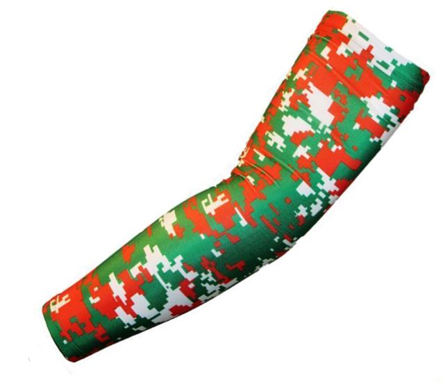 Sports Compression Arm Sleeve Orange Green Canes Digital Camo