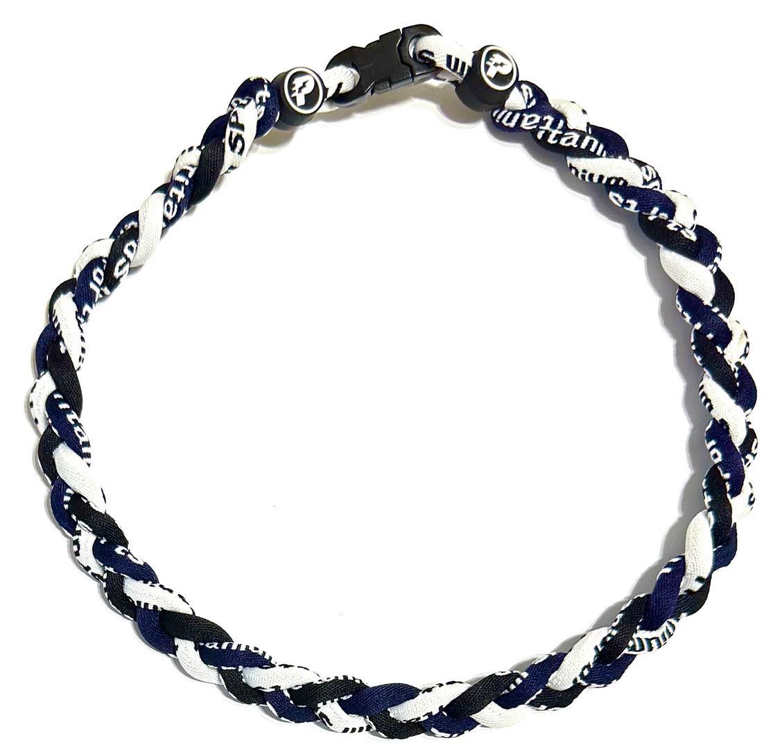 Baseball 3 Rope Braid Tornado Energy Necklace Navy Black White