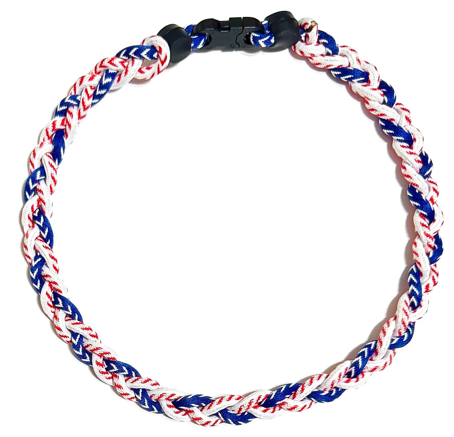 Baseball 3 Rope Braid Tornado Energy Necklace Blue White Baseball Stitch
