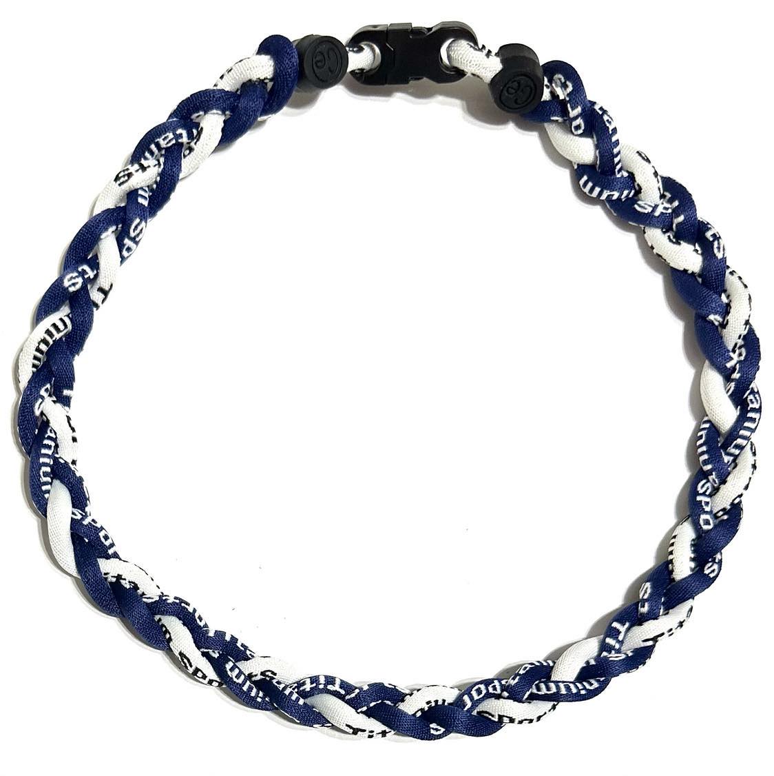 Baseball 3 Rope Braid Tornado Energy Necklace Navy Blue White