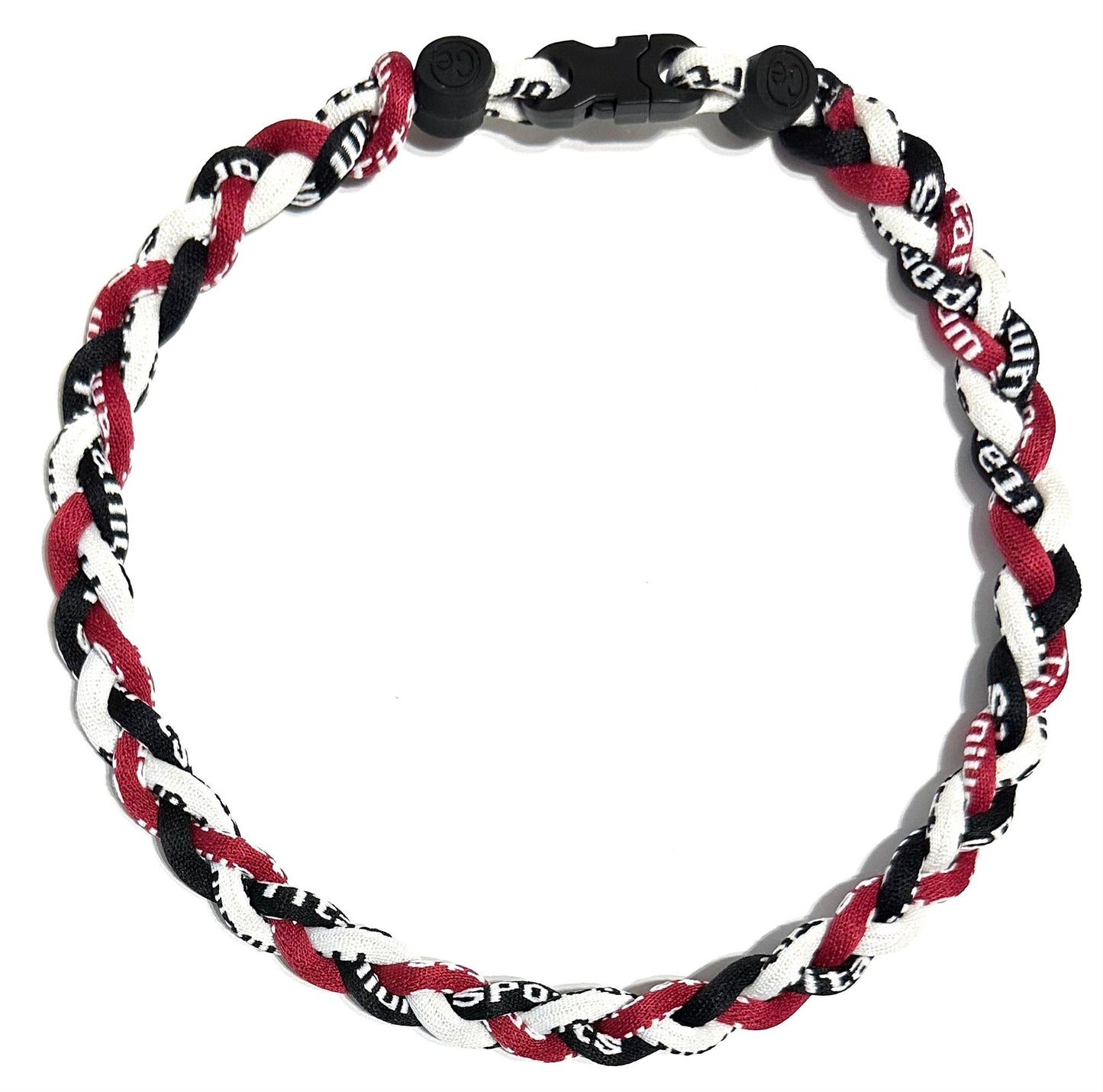 Baseball 3 Rope Braid Tornado Energy Necklace Burgandy Black White