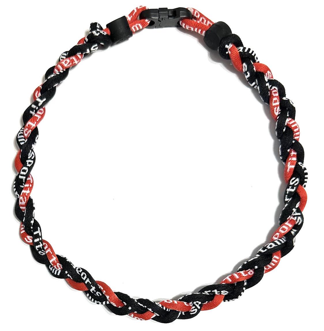 Baseball 3 Rope Braid Tornado Energy Necklace Red Black