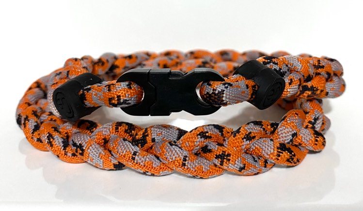 Baseball 3 Rope Braid Tornado Energy Necklace Orange Camo