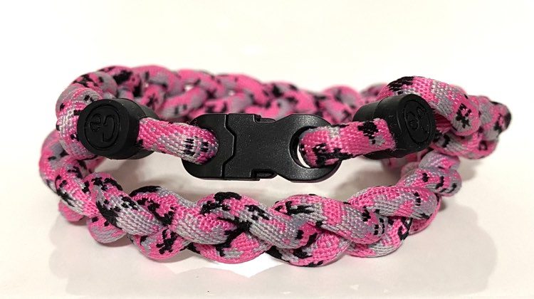 Baseball 3 Rope Braid Tornado Energy Necklace Pink Camo