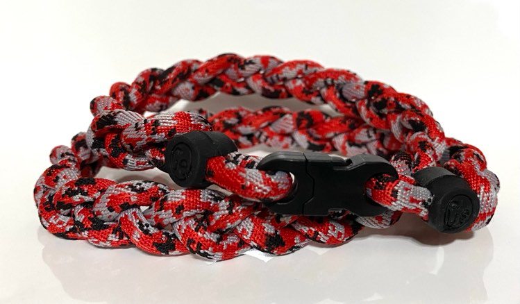 Baseball 3 Rope Braid Tornado Energy Necklace Red Camo