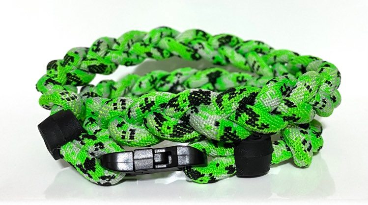 Baseball 3 Rope Braid Tornado Energy Necklace Green Camo