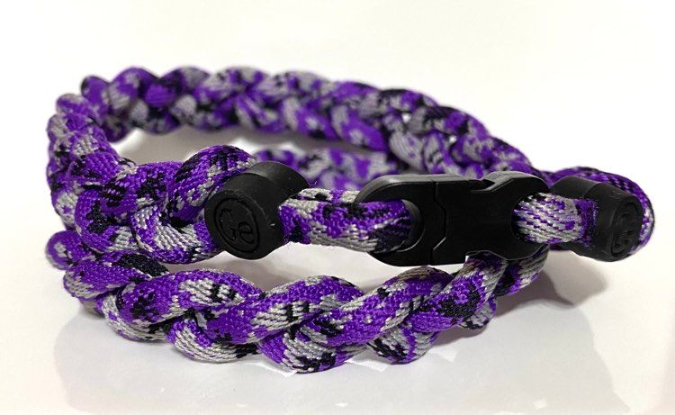 Baseball 3 Rope Braid Tornado Energy Necklace Purple Camo