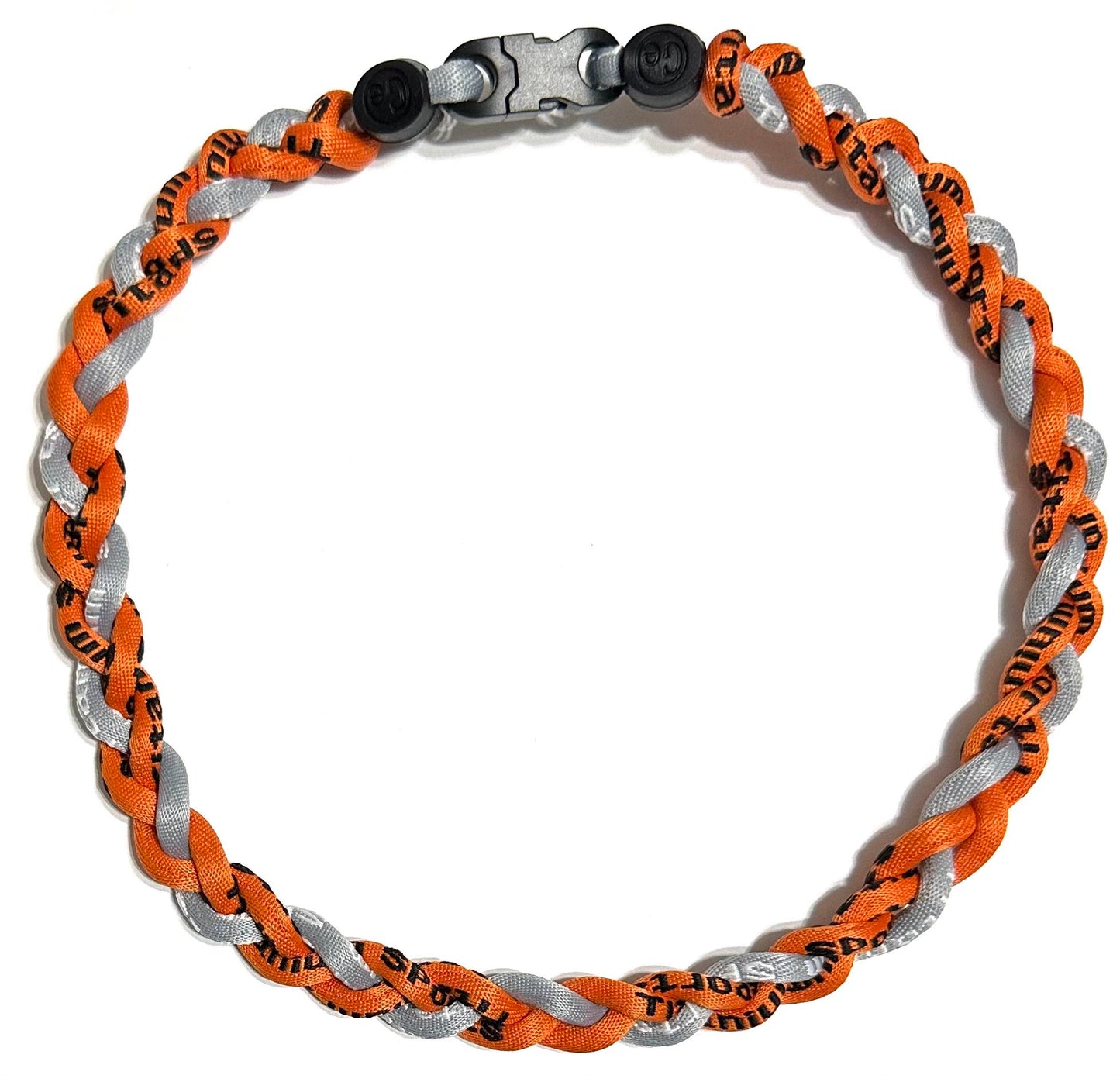 Baseball 3 Rope Braid Tornado Energy Necklace Orange Gray