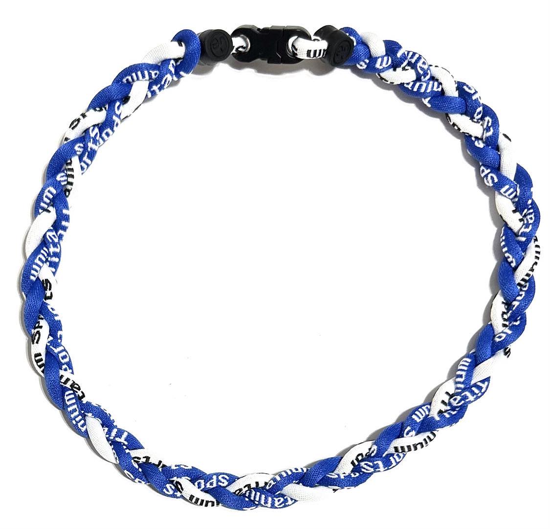 Baseball 3 Rope Braid Tornado Energy Necklace Royal Blue White