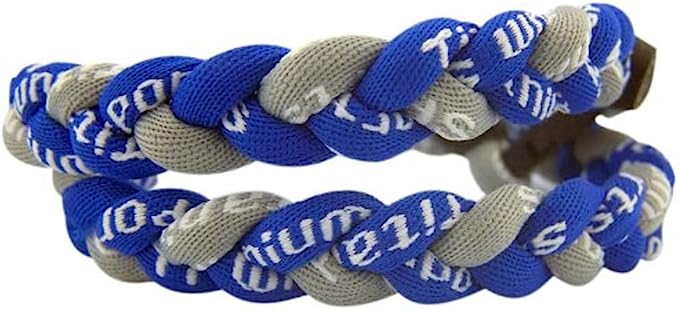 Baseball 3 Rope Braid Tornado Energy Necklace Blue Grey