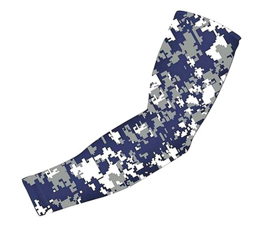 Sports Compression Arm Sleeve Navy Blue Digital Camo