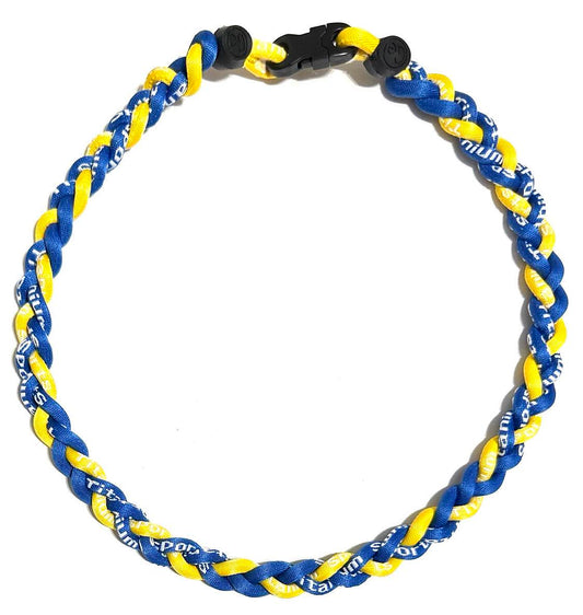 Baseball 3 Rope Braid Tornado Energy Necklace Royal Blue Yellow