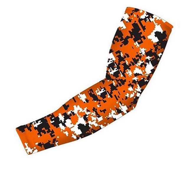 Sports Compression Arm Sleeve Orange Digital Camo