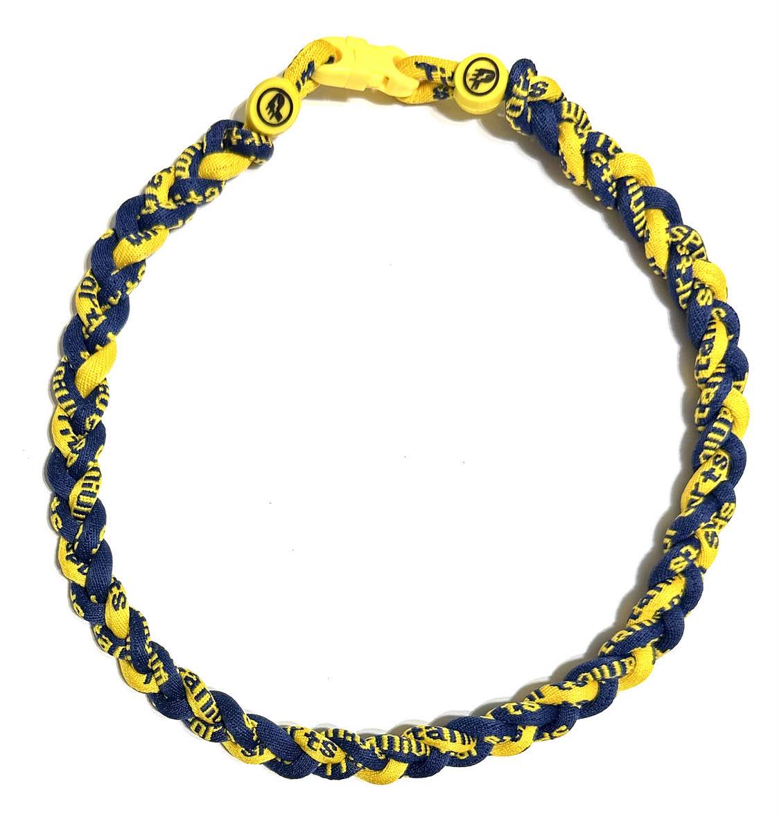 Baseball 3 Rope Braid Tornado Energy Necklace Navy Yellow