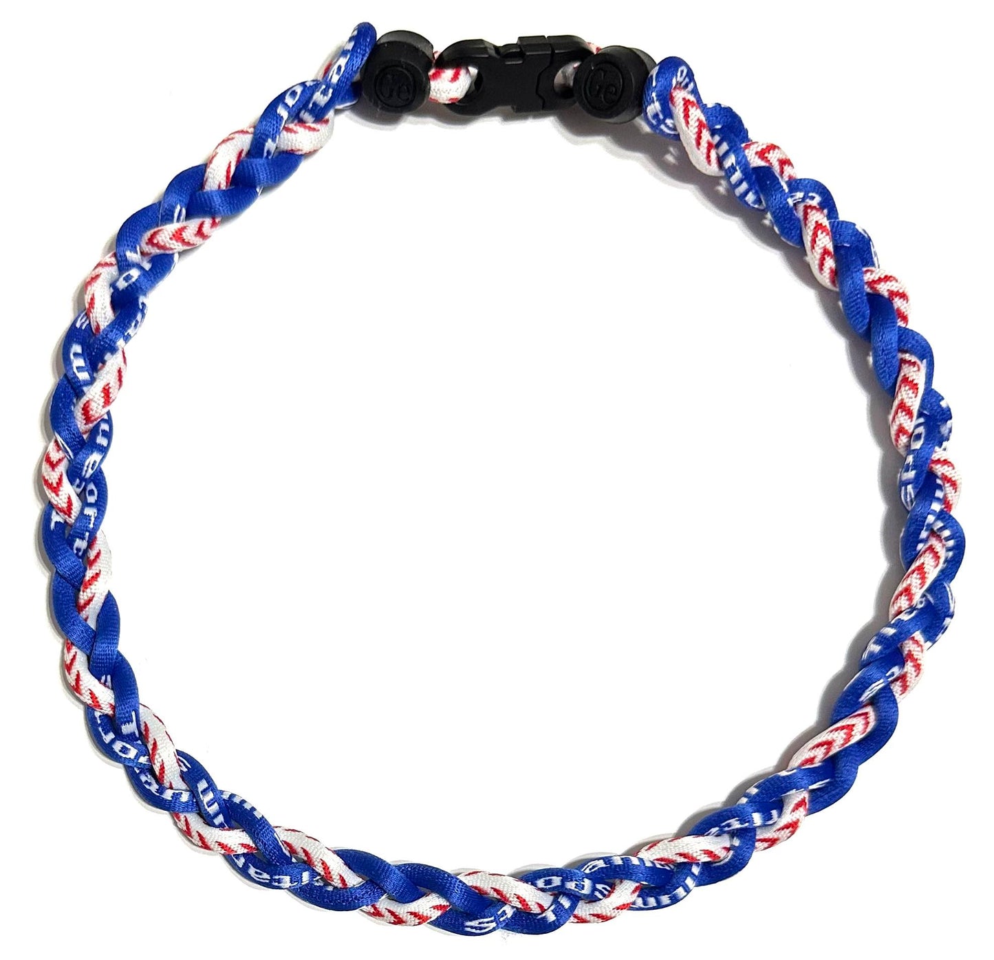 Baseball 3 Rope Braid Tornado Energy Necklace Royal Blue Baseball Stitch