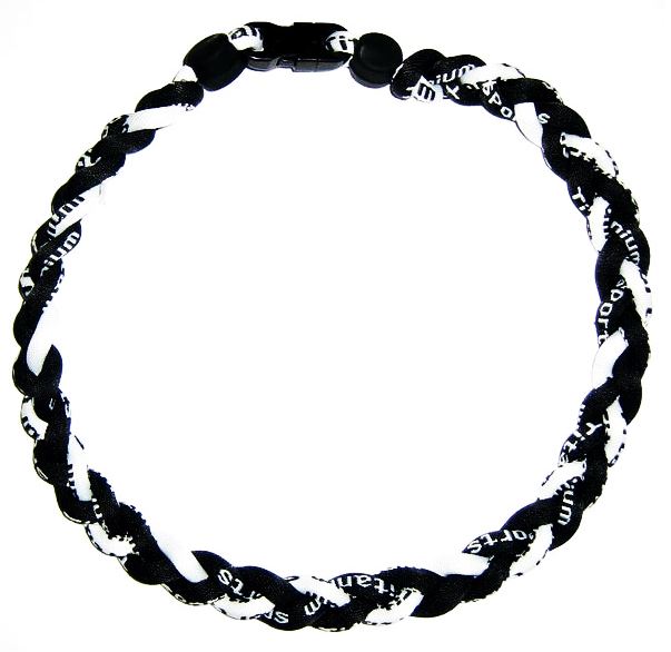 Baseball 3 Rope Braid Tornado Energy Necklace Black White