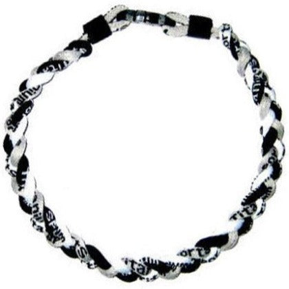 Baseball 3 Rope Braid Tornado Energy Necklace Black White Grey