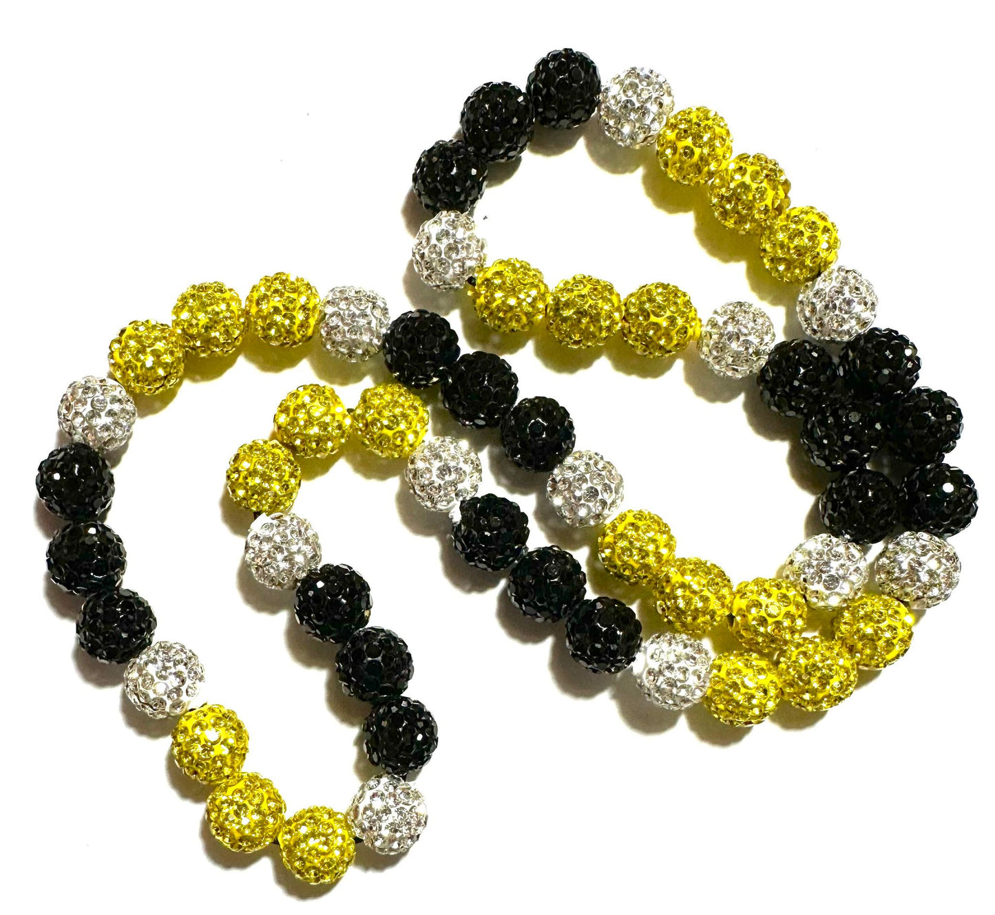 Iced Bling Disco Ball Rhinestone Crystal Bead Baseball Necklace Black Yellow