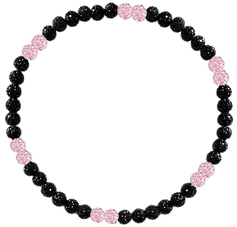 Iced Bling Disco Ball Rhinestone Crystal Bead Baseball Necklace Black Out Collection Venom Pink