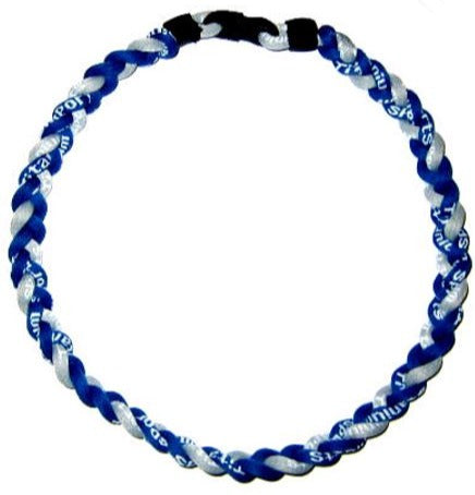 Baseball 3 Rope Braid Tornado Energy Necklace Blue Grey