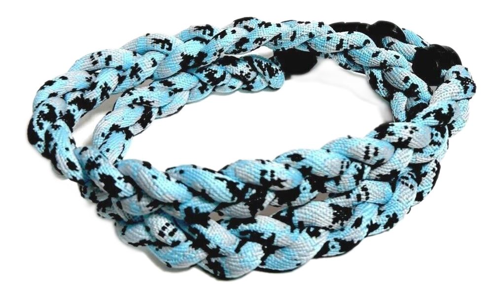 Baseball 3 Rope Braid Tornado Energy Necklace Light Blue Camo