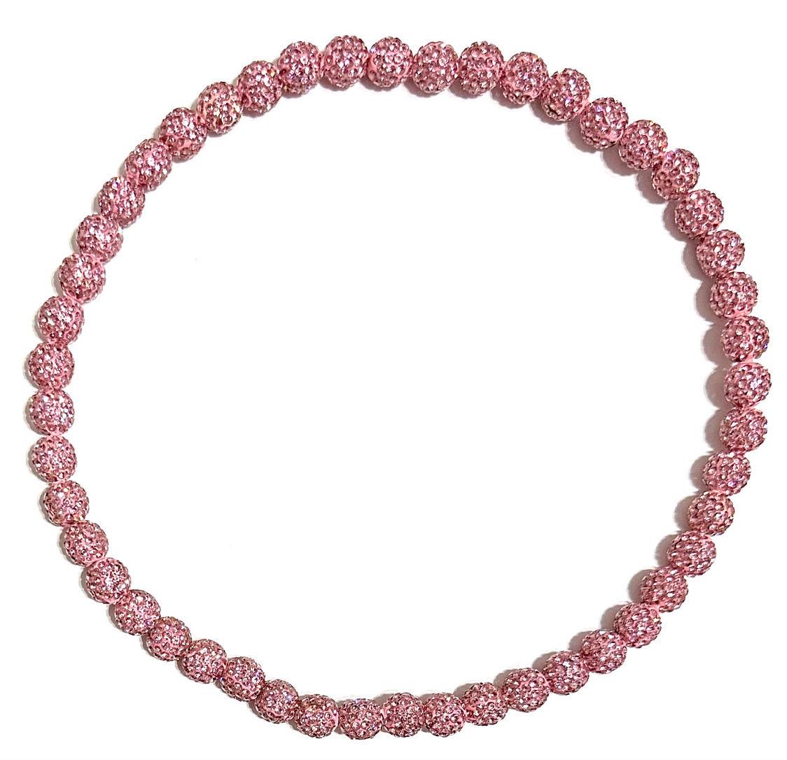 Iced Disco Rhinestone Ball Beaded Baseball Drip Necklace Elly De La Cruz Pink