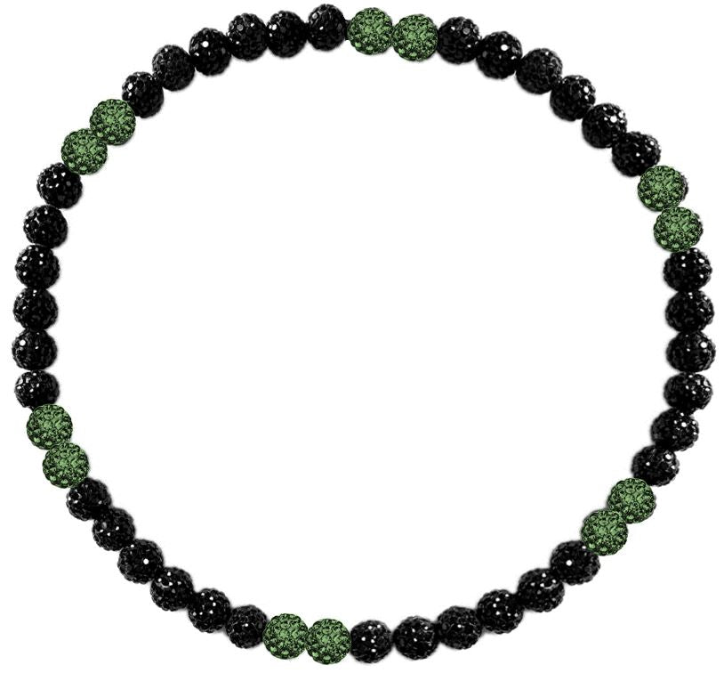 Iced Bling Disco Ball Rhinestone Crystal Bead Baseball Necklace Black Out Collection Green