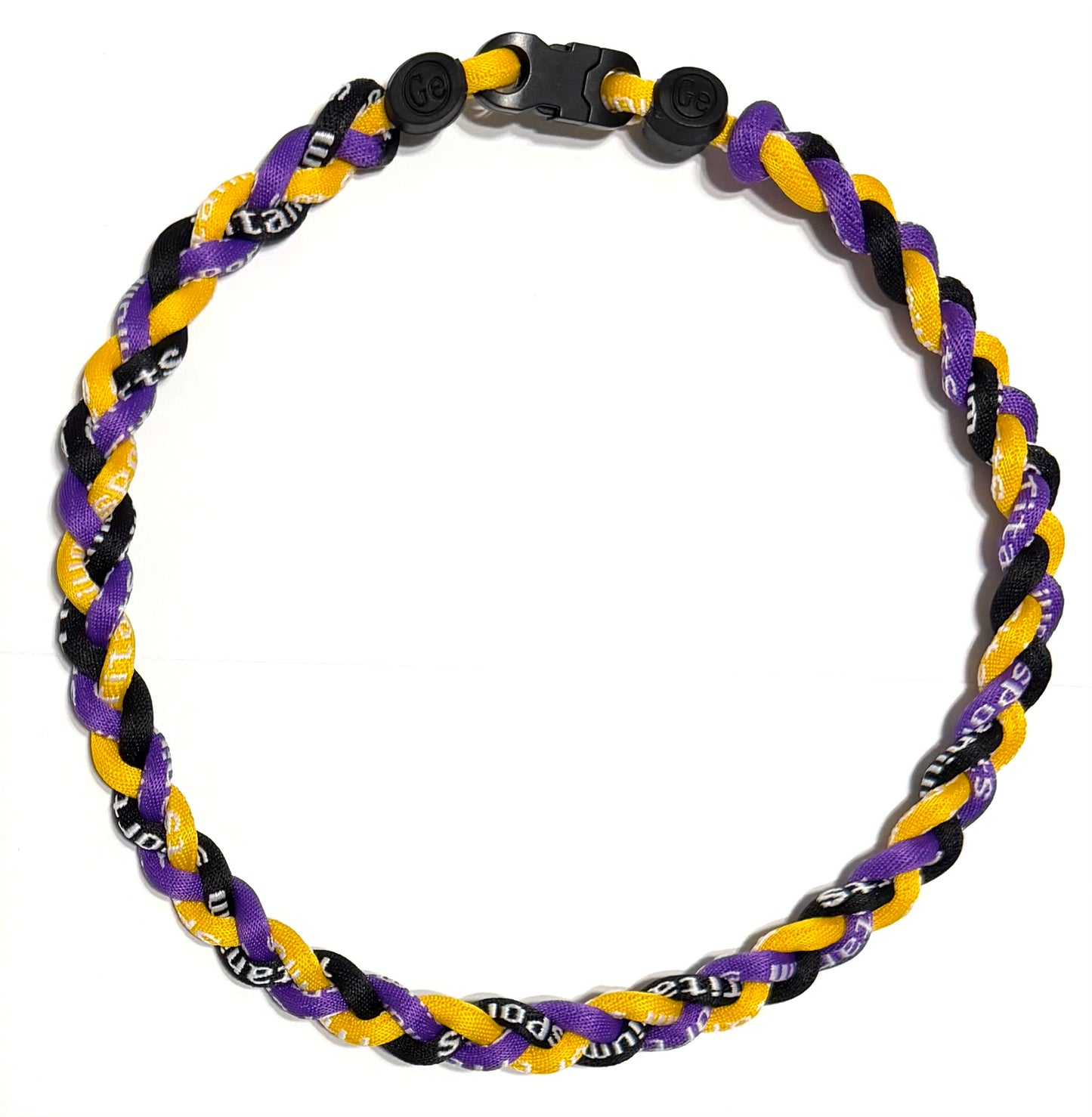 Baseball 3 Rope Braid Tornado Energy Necklace Purple Yellow Black LSU