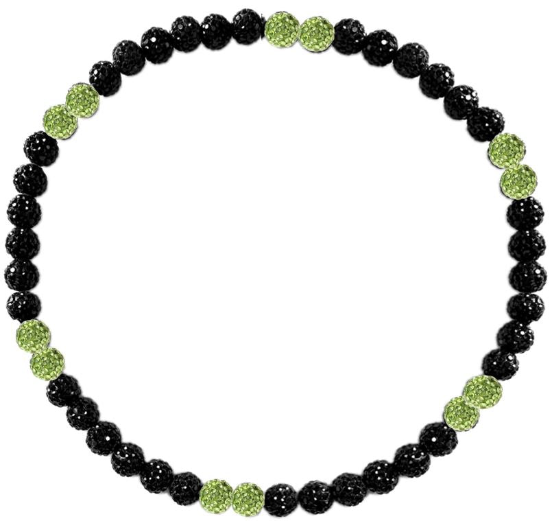 Iced Bling Disco Ball Rhinestone Crystal Bead Baseball Necklace Black Out Collection Lime Green