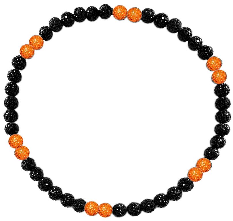 Iced Bling Disco Ball Rhinestone Crystal Bead Baseball Necklace Black Out Collection Orange