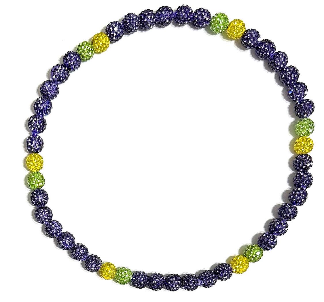 Iced Bling Disco Ball Rhinestone Crystal Bead Baseball Necklace Purple Lemon Lime