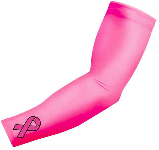 Sports Compression Arm Sleeve Pink Ribbon Logo Cancer Awareness