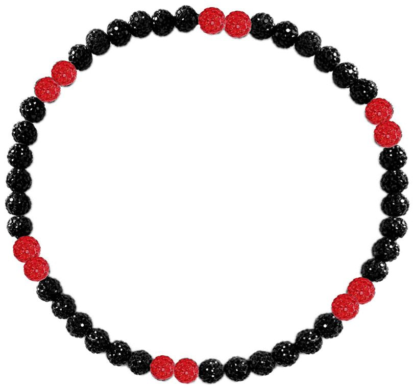 Iced Bling Disco Ball Rhinestone Crystal Bead Baseball Necklace Black Out Collection Red