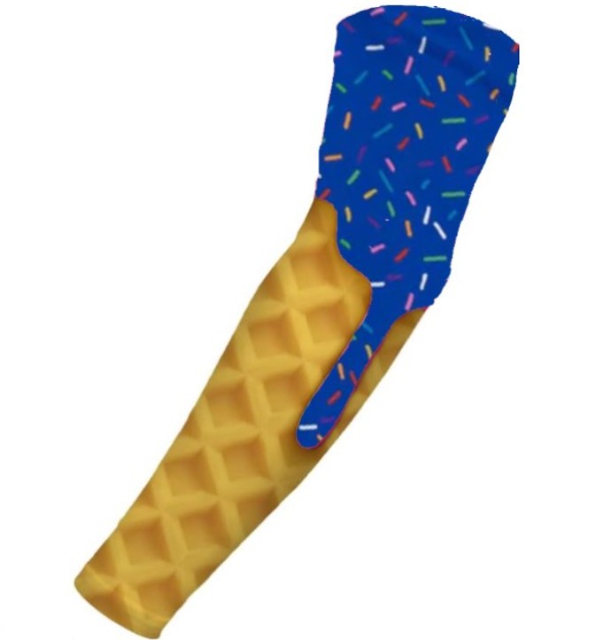 Baseball Sports Compression Arm Sleeve Royal Blue Ice Cream Cone Sprinkles