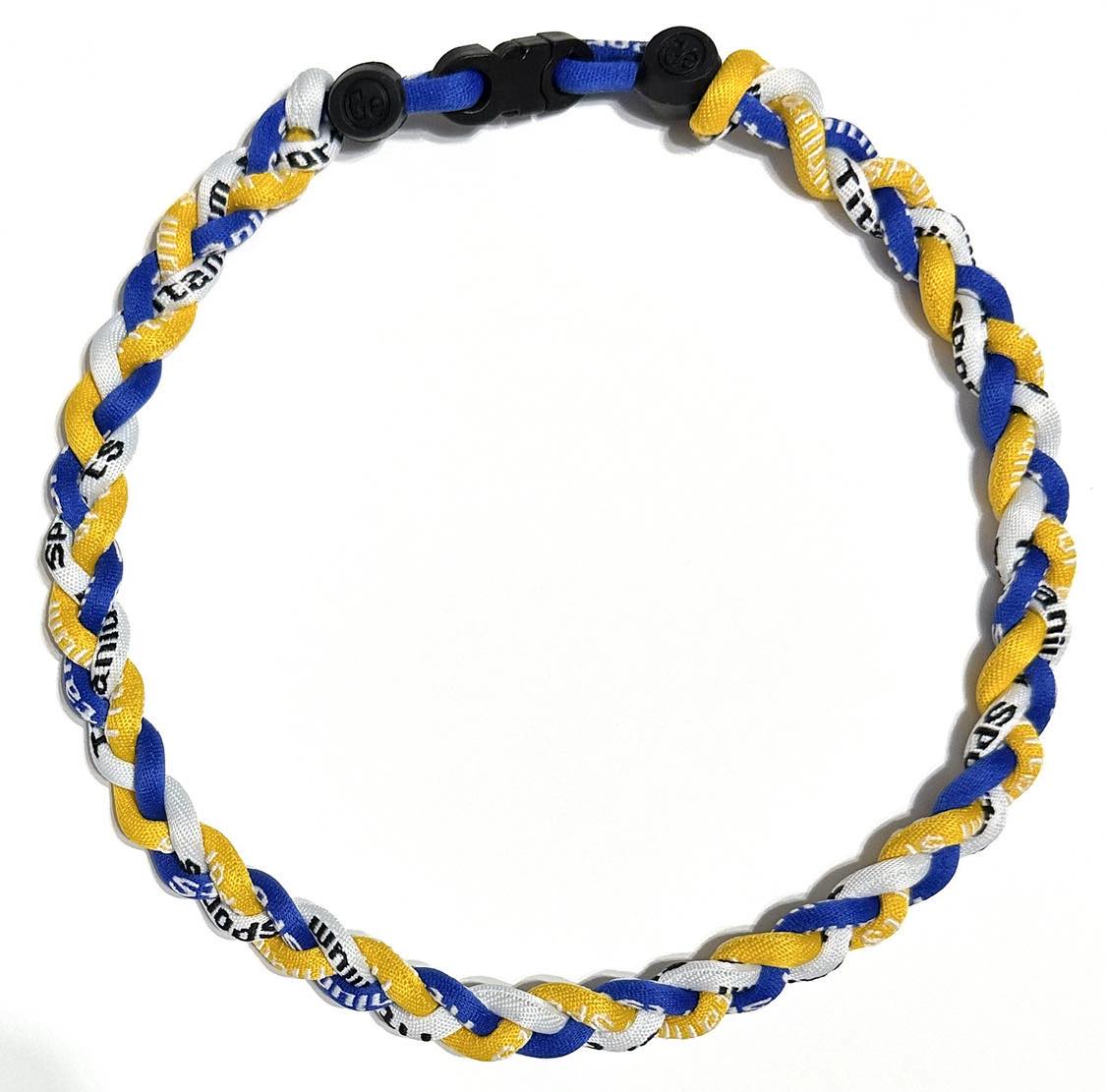 Baseball 3 Rope Braid Tornado Energy Necklace Royal Yellow White