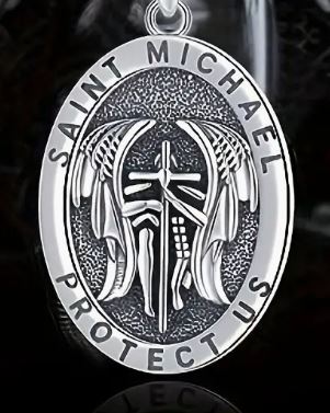 Iced Bling Disco Ball Rhinestone Pollyanna Beaded Baseball Drip Necklace + Silver Saint Michael "Protect Us" Pendant