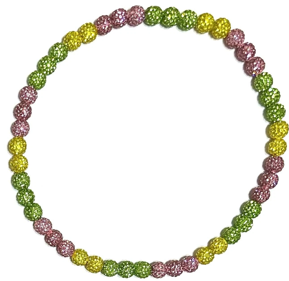 Iced Bling Disco Ball Rhinestone Crystal Bead Baseball Necklace Pink Lime Hype Fire