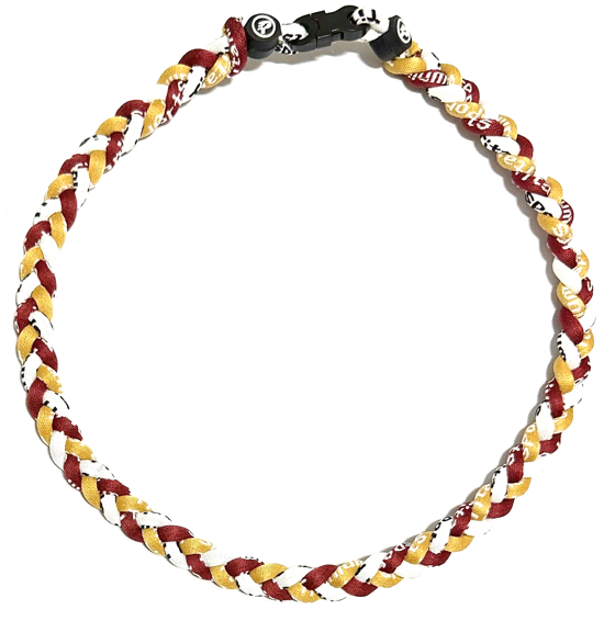 FSU Seminoles 3 Rope Braid Tornado Energy Twist Necklace Burgandy Vegas Gold White