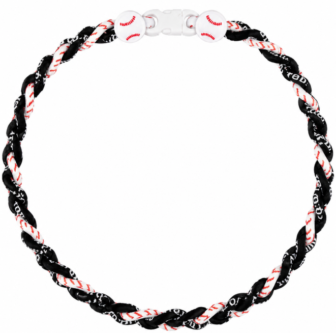 Baseball Stitch Black 3 Rope Braid Tornado Energy Necklace White Clasp