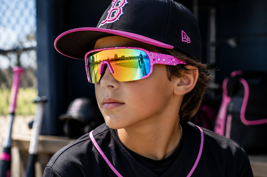 Baseball Sports Shades Rainbow Performance Lens Sunglasses Pink