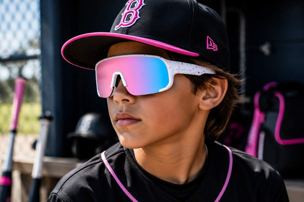Baseball Sports Shades Rainbow Performance Lens Sunglasses White