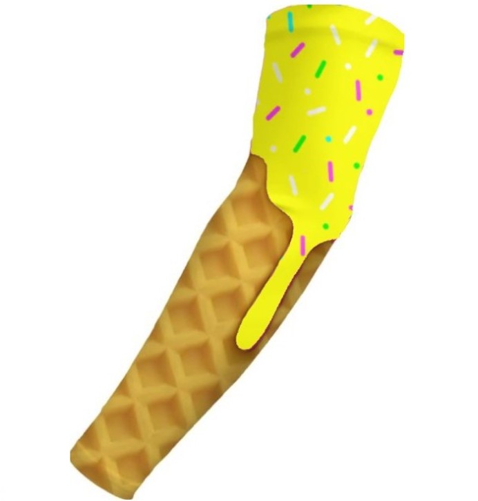 Baseball Sports Compression Arm Sleeve Lemon Yellow Ice Cream Cone Sprinkles