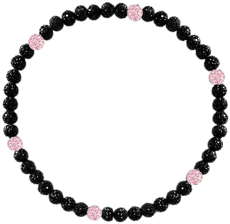 Iced Bling Disco Ball Rhinestone Crystal Bead Baseball Necklace Black Out Collection Venom Pink II