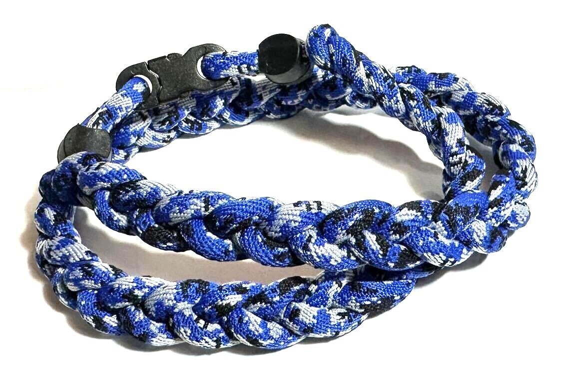 Baseball 3 Rope Braid Tornado Energy Necklace Royal Blue Camo