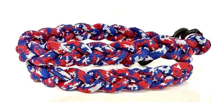 Baseball 3 Rope Braid Tornado Energy Necklace Red White Blue Camo