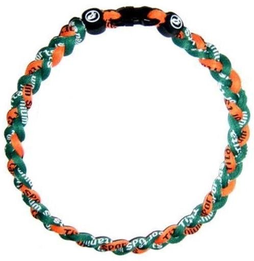 Baseball 3 Rope Braid Tornado Energy Necklace Green Orange Hurricanes