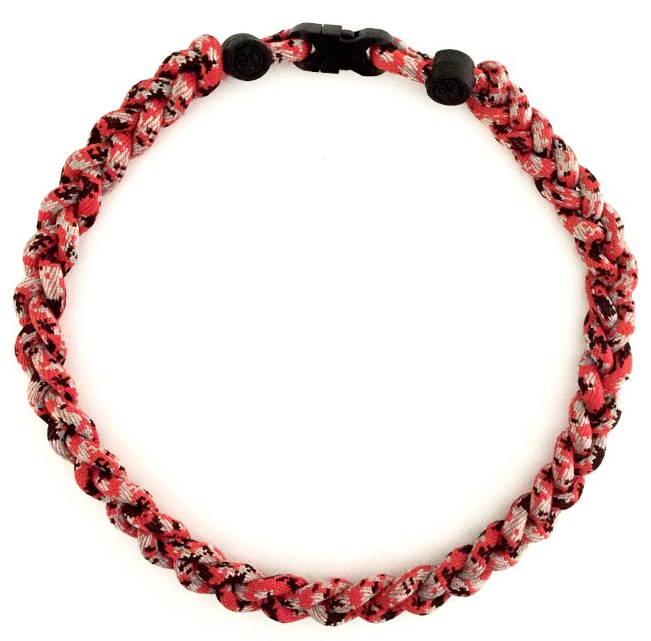 Baseball 3 Rope Braid Tornado Energy Necklace Red Camo