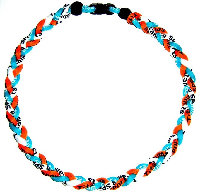 Baseball 3 Rope Braid Tornado Energy Necklace Teal Orange Dolphins