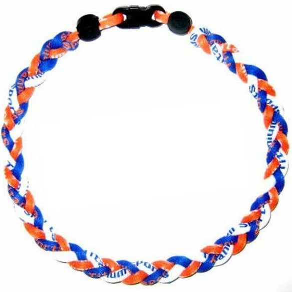 Baseball 3 Rope Braid Tornado Energy Necklace Orange Blue Gators